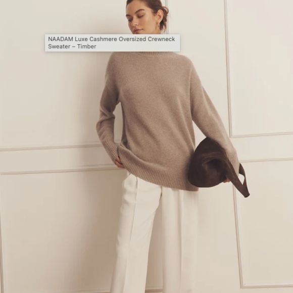 NAADAM Luxe Cashmere Oversized Crewneck Sweater  in Sand - Picture 1 of 10